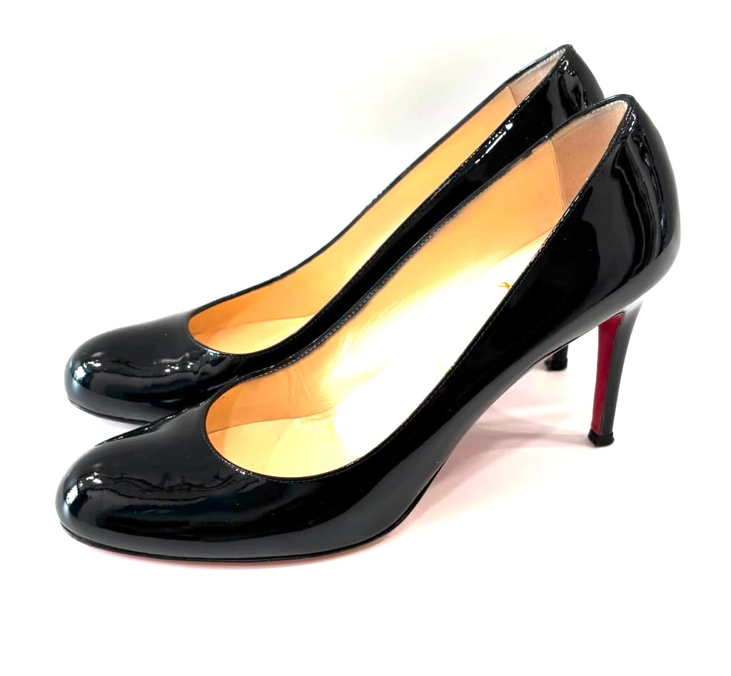 CHRISTIAN LOUBOUTIN FIFI 85 PATENT LEATHER PUMPS