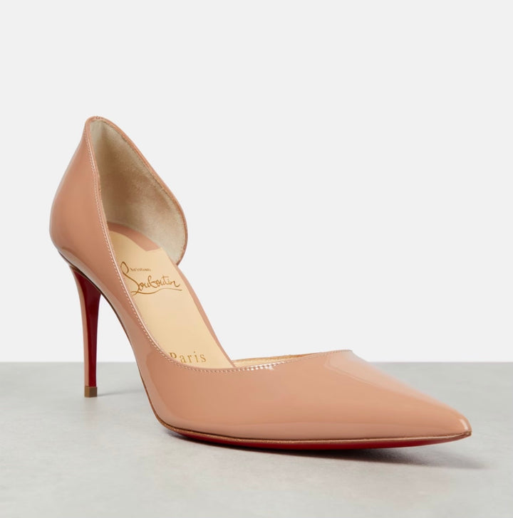 CHRISTIAN LOUBOUTIN IRIZA CALF PATENT 100MM PUMPS IN BLUSH