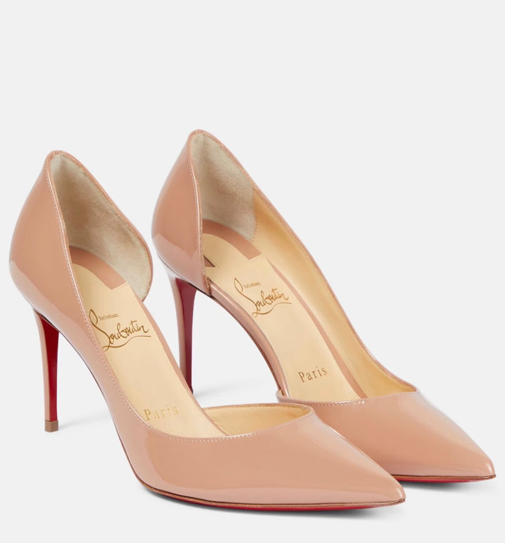 CHRISTIAN LOUBOUTIN IRIZA CALF PATENT 100MM PUMPS IN BLUSH