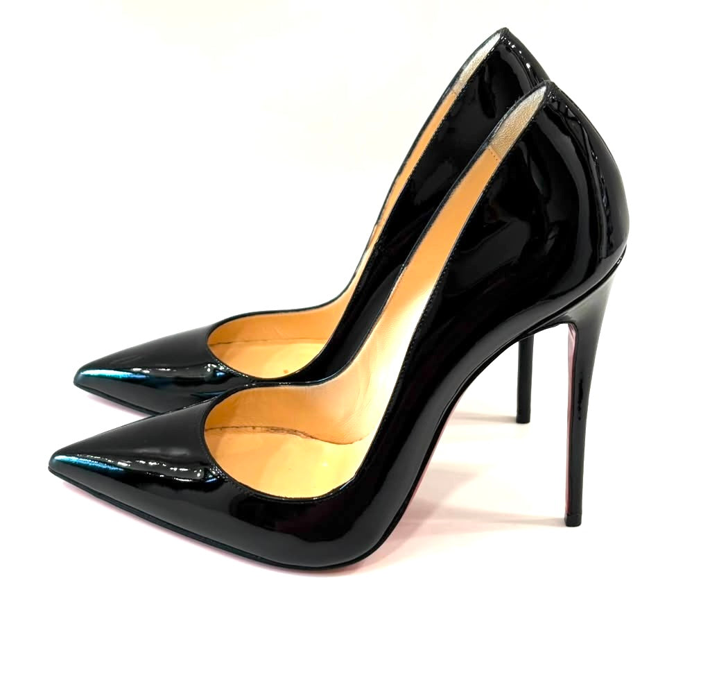 LOUBOUTIN KATE 120 PATENT CALF LEATHER PUMPS