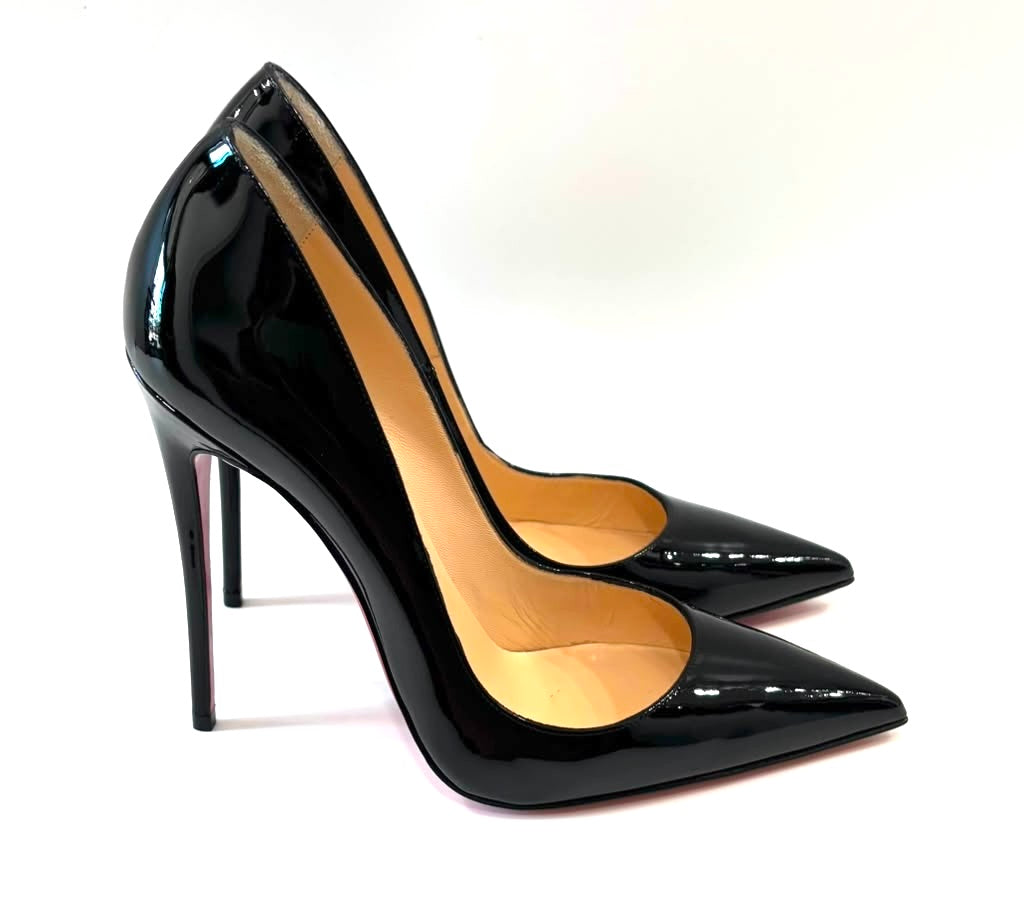 LOUBOUTIN KATE 120 PATENT CALF LEATHER PUMPS