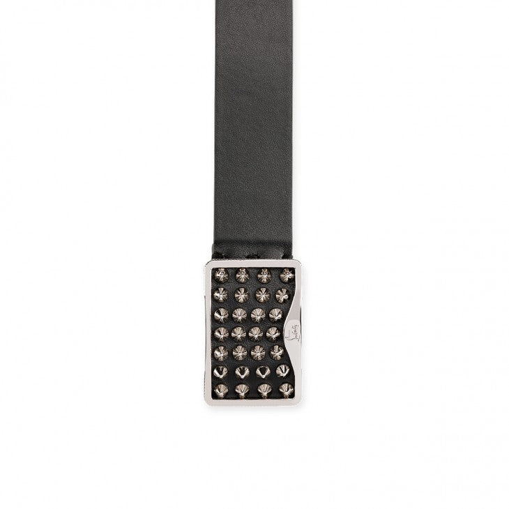 CHRISTIAN LOUBOUTIN LOUIS STUD EMBELLISHED BUCKLE CALFSKIN BELT