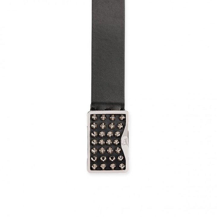 CHRISTIAN LOUBOUTIN LOUIS STUD EMBELLISHED BUCKLE CALFSKIN BELT