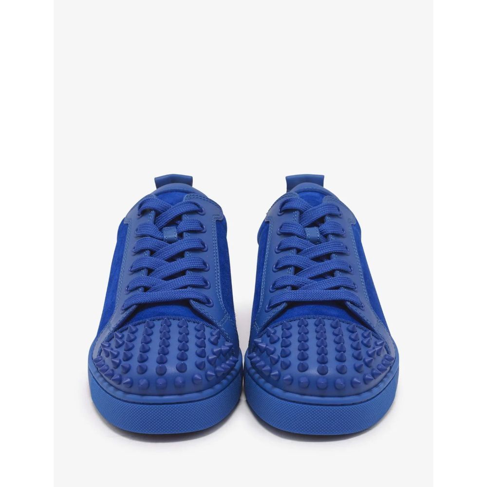 Christian Louboutin Louis Junior Spiked Suede Sneakers In Blue