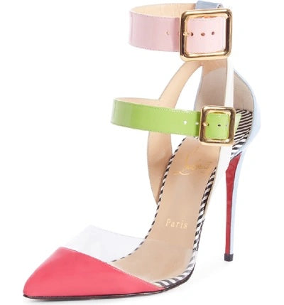 CHRISTIAN LOUBOUTIN MULTIMISS MULTI STRIPE SLINGBACK PUMPS