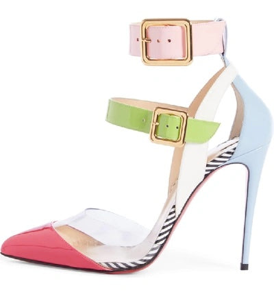 CHRISTIAN LOUBOUTIN MULTIMISS MULTI STRIPE SLINGBACK PUMPS