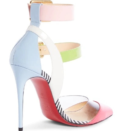 CHRISTIAN LOUBOUTIN MULTIMISS MULTI STRIPE SLINGBACK PUMPS