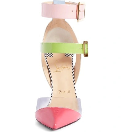 CHRISTIAN LOUBOUTIN MULTIMISS MULTI STRIPE SLINGBACK PUMPS