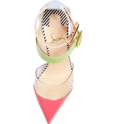 CHRISTIAN LOUBOUTIN MULTIMISS MULTI STRIPE SLINGBACK PUMPS