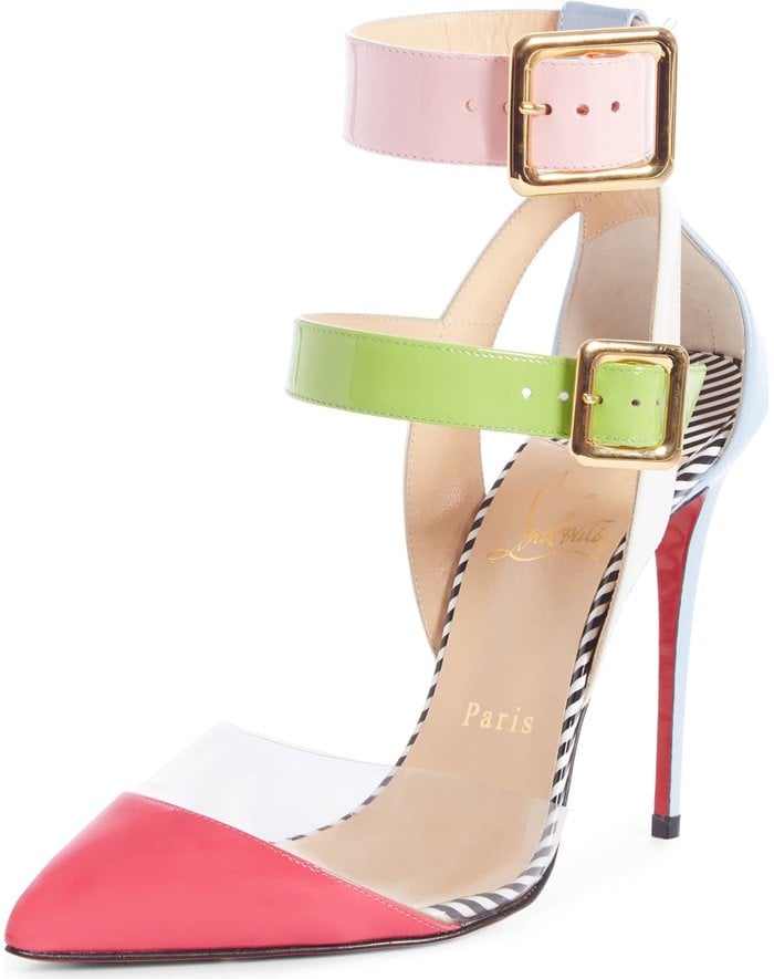 CHRISTIAN LOUBOUTIN MULTIMISS MULTI STRIPE SLINGBACK PUMPS