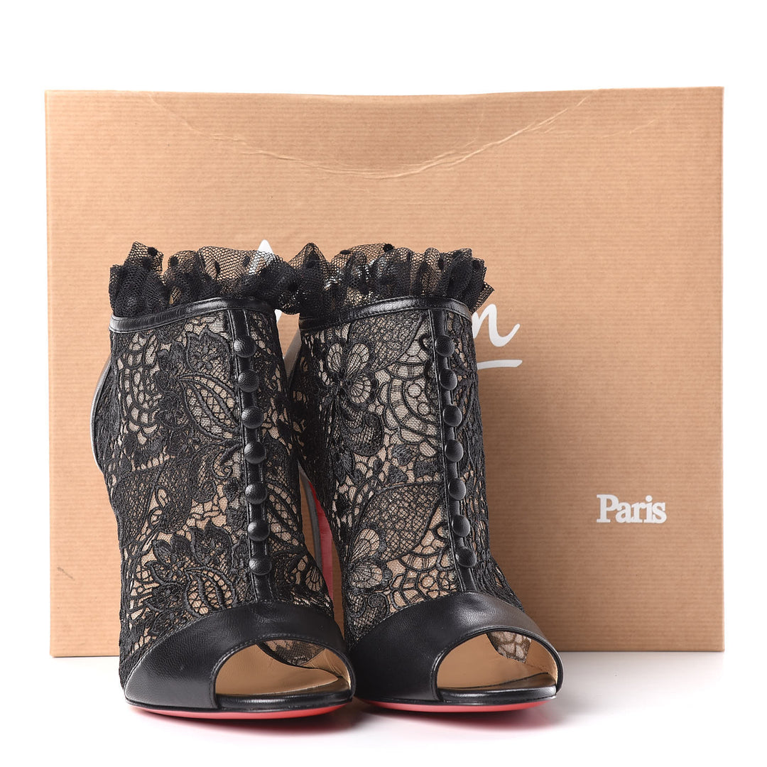 CHRISTIAN LOUBOUTIN HENRIETTA LACE PEEP TOE BOOTIE