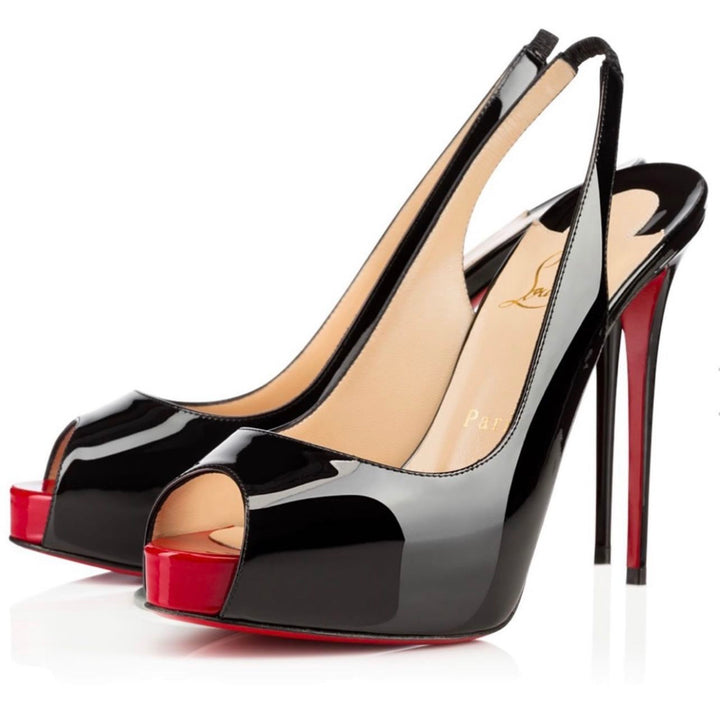 LOUBOUTIN PATENT PRIVATE NUMBER SLINGBACK PUMPS
