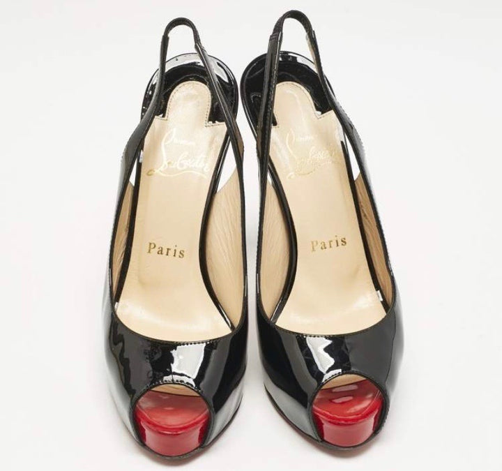 LOUBOUTIN PATENT PRIVATE NUMBER SLINGBACK PUMPS