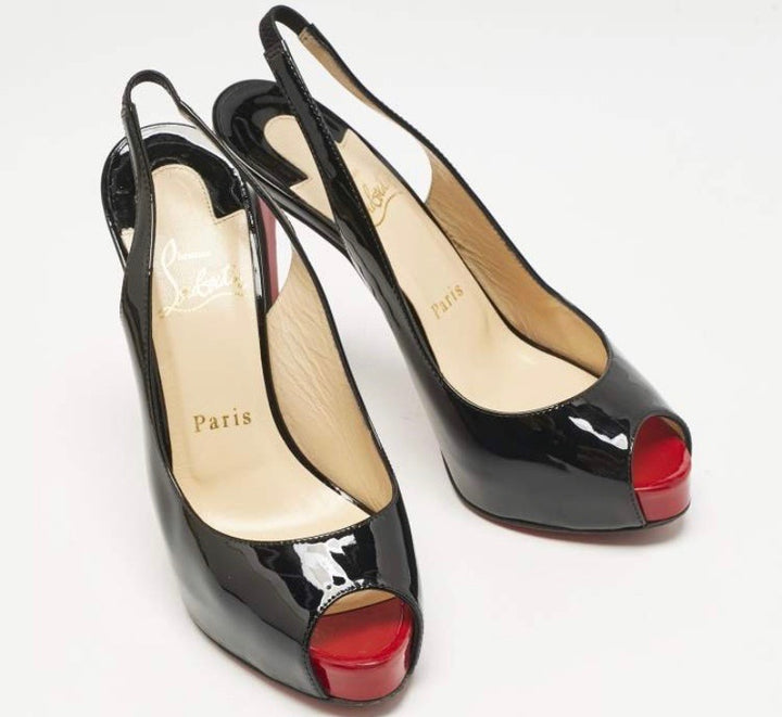 LOUBOUTIN PATENT PRIVATE NUMBER SLINGBACK PUMPS