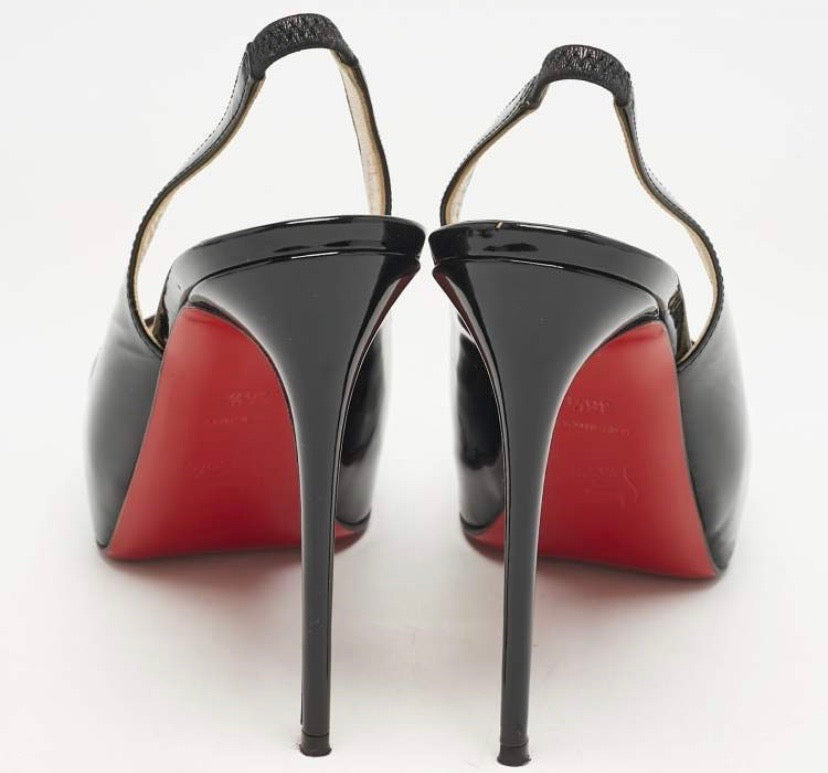 LOUBOUTIN PATENT PRIVATE NUMBER SLINGBACK PUMPS