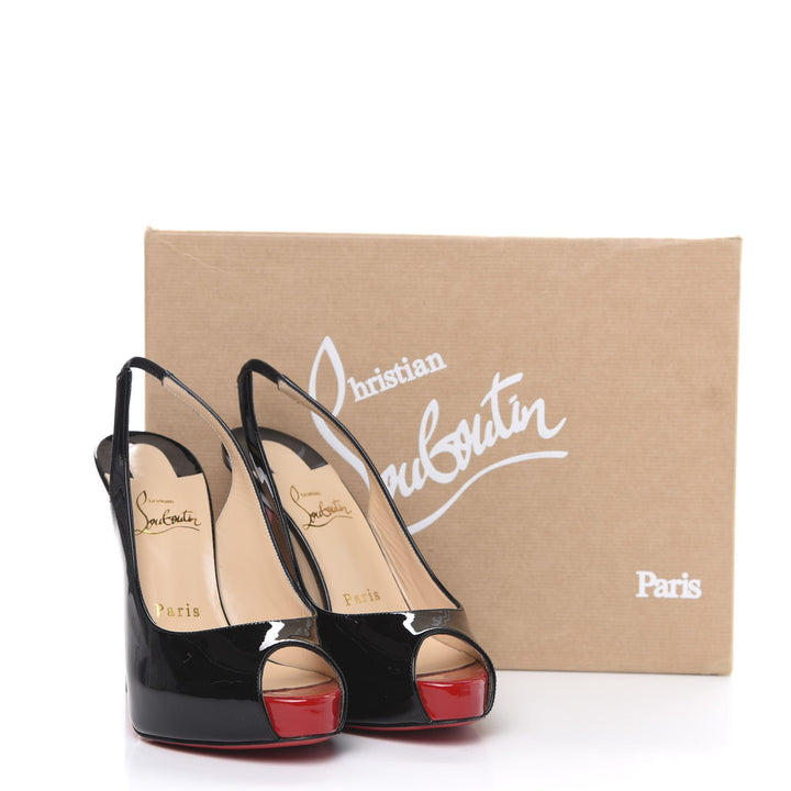 LOUBOUTIN PATENT PRIVATE NUMBER SLINGBACK PUMPS