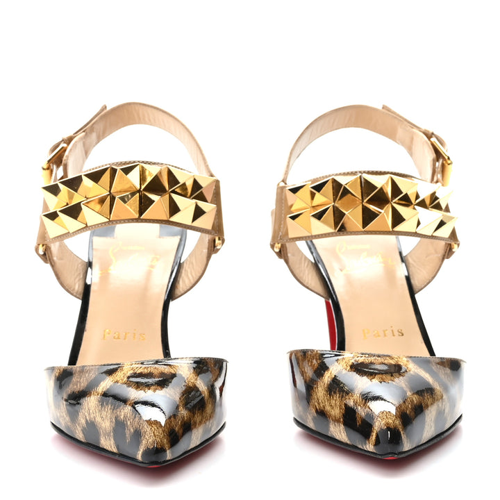 CHRISTIAN LOUBOUTIN ZIGGOO SPIKED RED SOLE SLINGBACK PUMPS