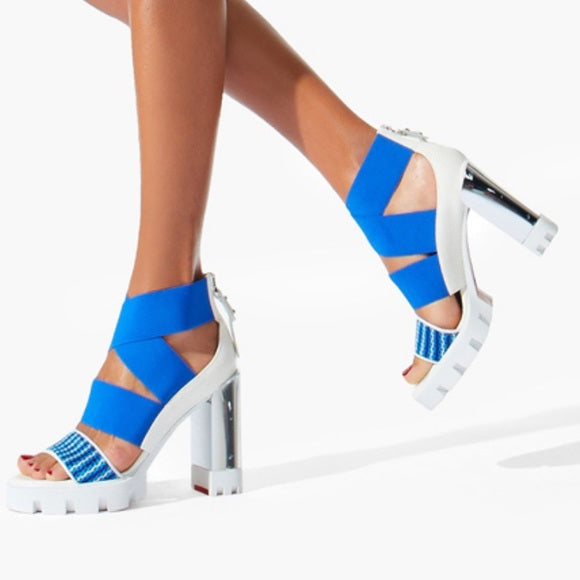 LOUBOUTIN PATROUIAGOMA CRISS CROSS SOLE HIGH-HEEL SANDALS