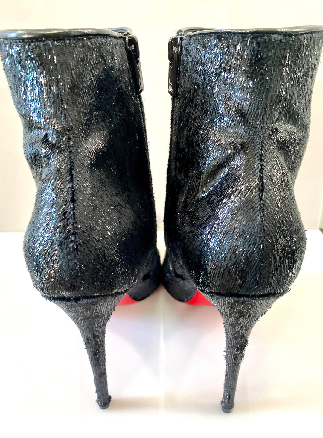 CHRISTIAN LOUBOUTIN VELOURS SO KATE 100 ANKLE BOOTS