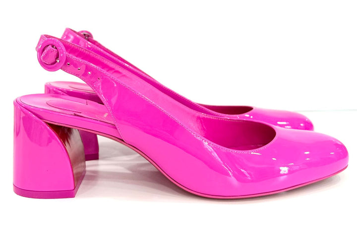 LOUBOUTIN SO JANE 55 SLINGBACK GLOSSY PATENT PUMPS