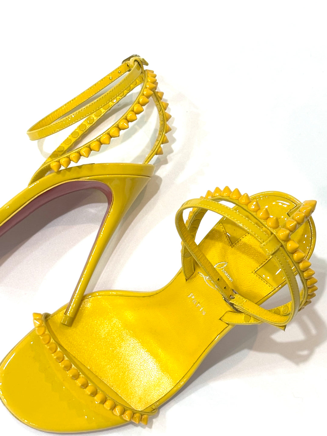 LOUBOUTIN SO ME 100 TONAL SPIKE LEATHER SANDALS