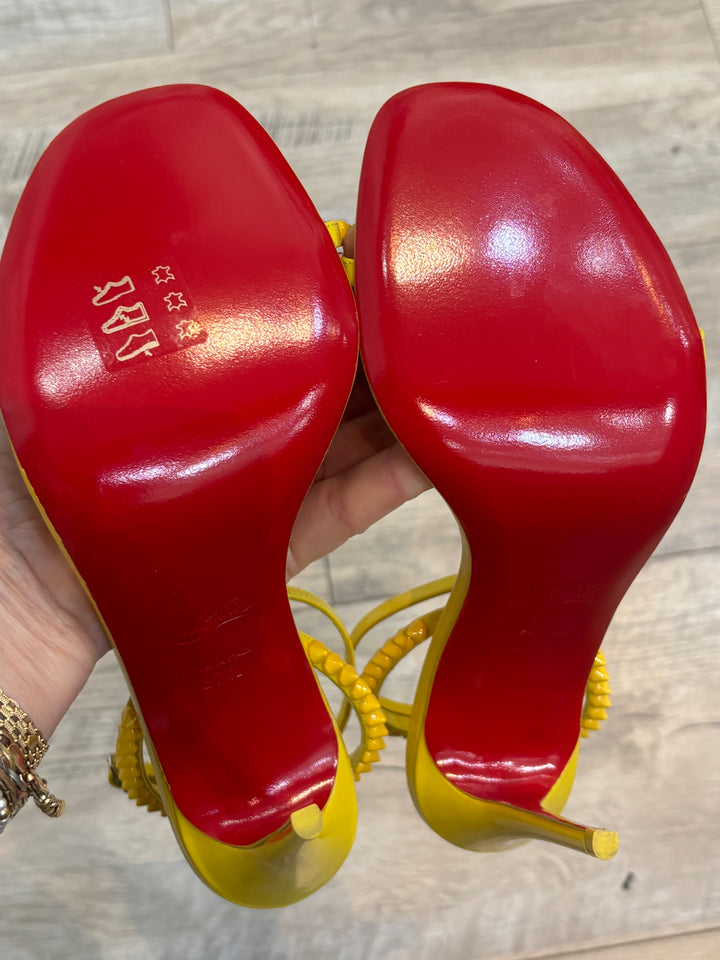 LOUBOUTIN SO ME 100 TONAL SPIKE LEATHER SANDALS