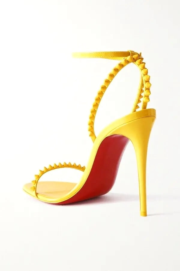 LOUBOUTIN SO ME 100 TONAL SPIKE LEATHER SANDALS
