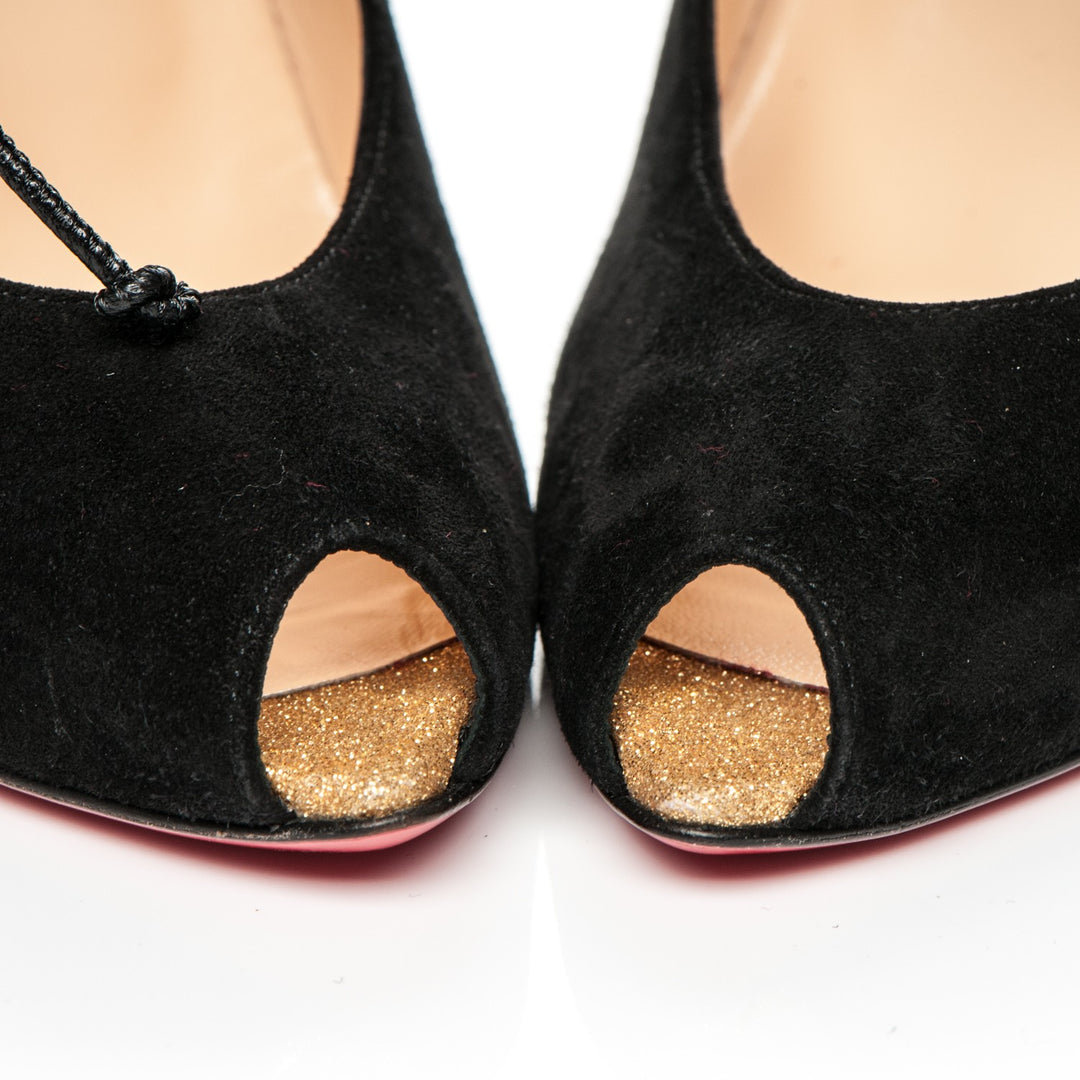 LOUBOUTIN SUEDE GLITTER NEOTRENTE 100 PUMPS