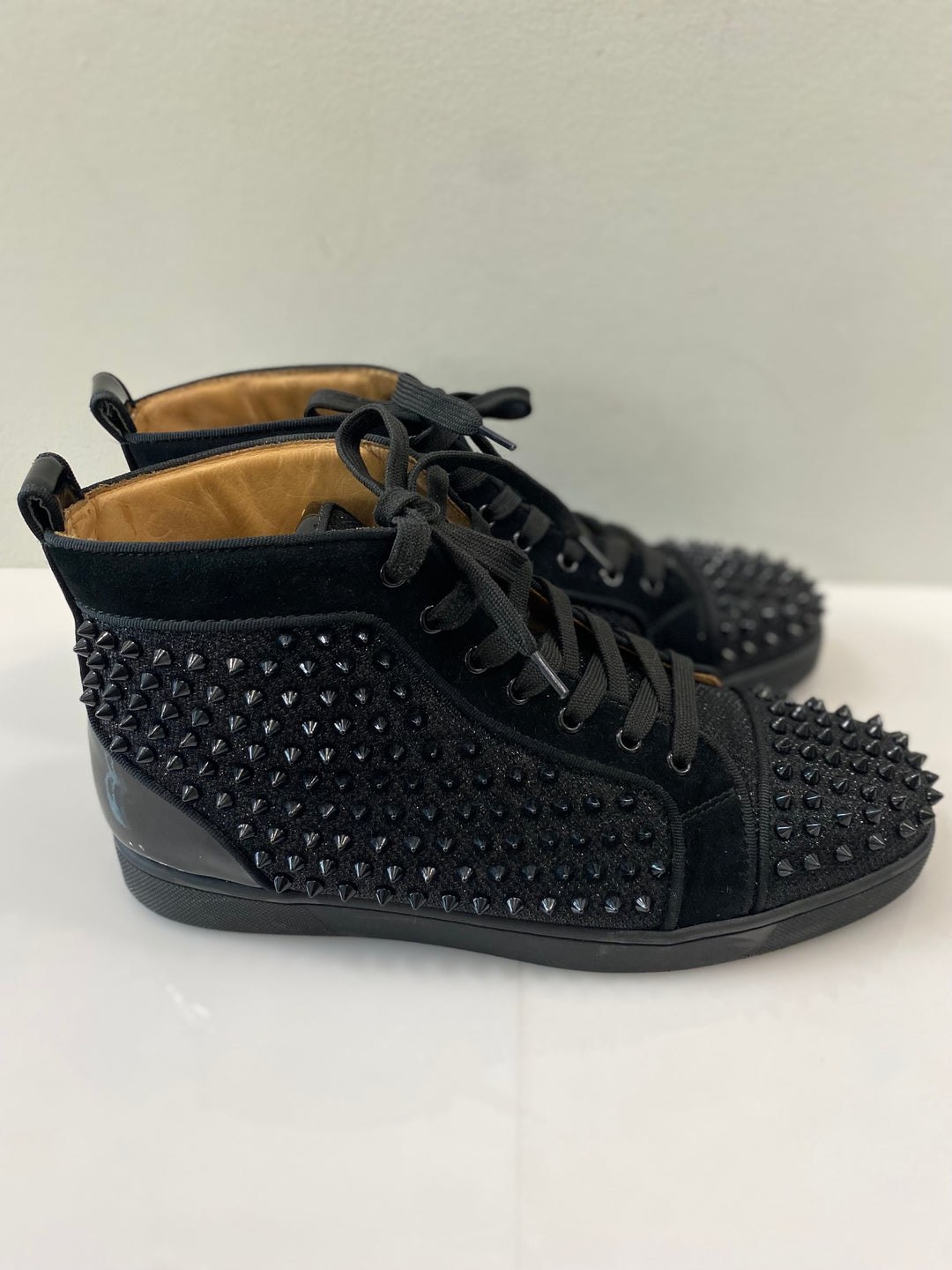 CHRISTIAN LOUBOUTIN LOUIS  SPIKES HIGH TOP SNEAKERS