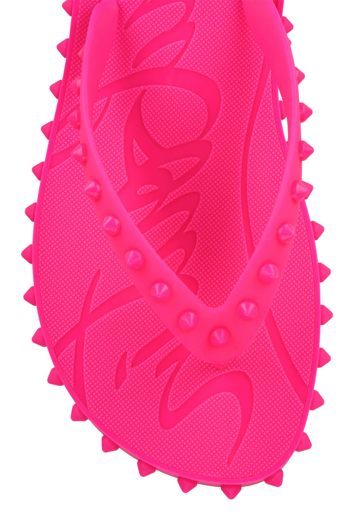 CHRISTIAN LOUBOUTIN SUPER LOUBI DONNA FLUO FLIP FLOP SANDALS