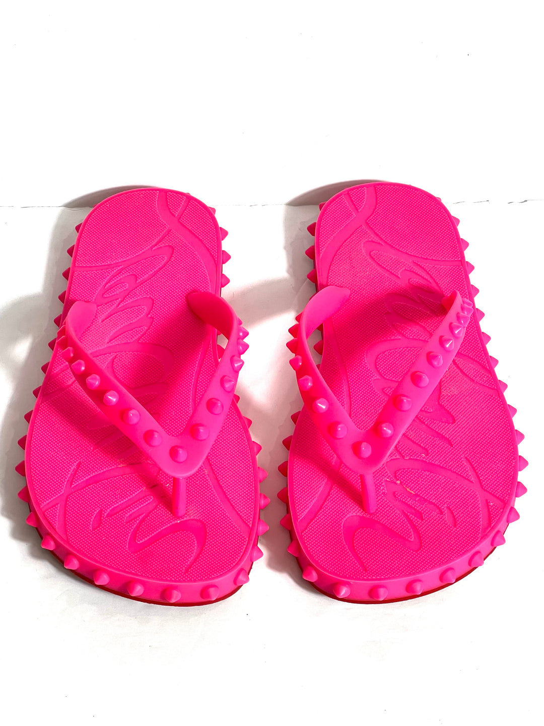 CHRISTIAN LOUBOUTIN SUPER LOUBI DONNA FLUO FLIP FLOP SANDALS