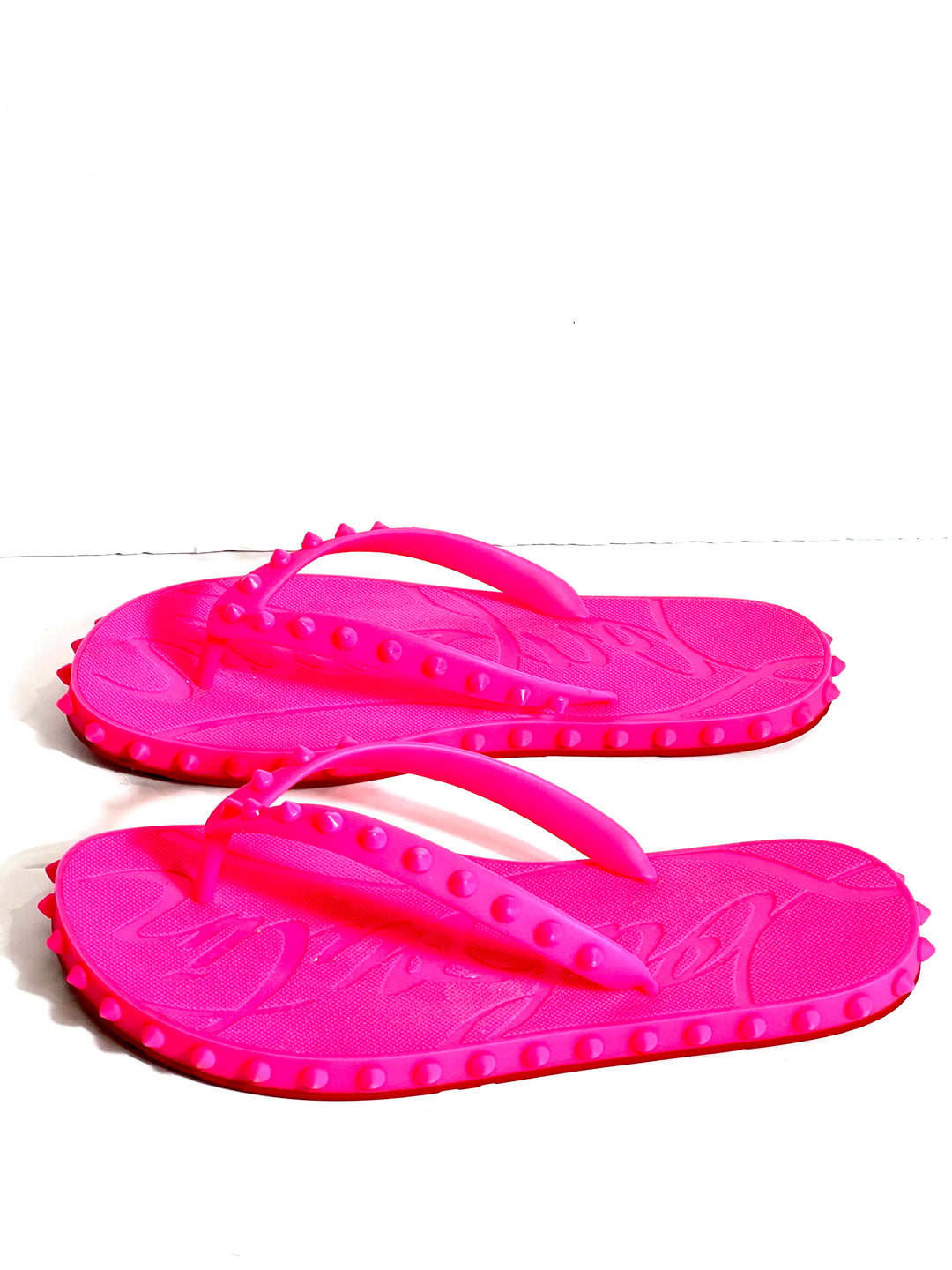 CHRISTIAN LOUBOUTIN SUPER LOUBI DONNA FLUO FLIP FLOP SANDALS