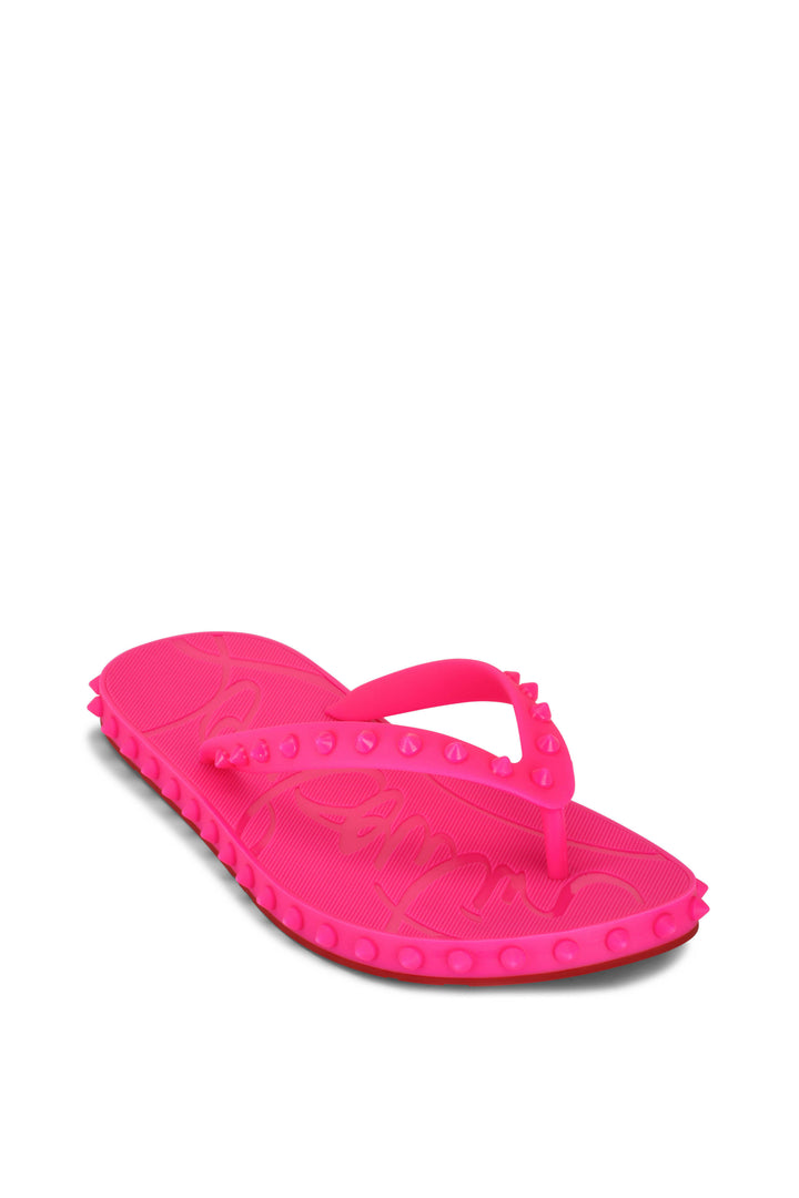CHRISTIAN LOUBOUTIN SUPER LOUBI DONNA FLUO FLIP FLOP SANDALS