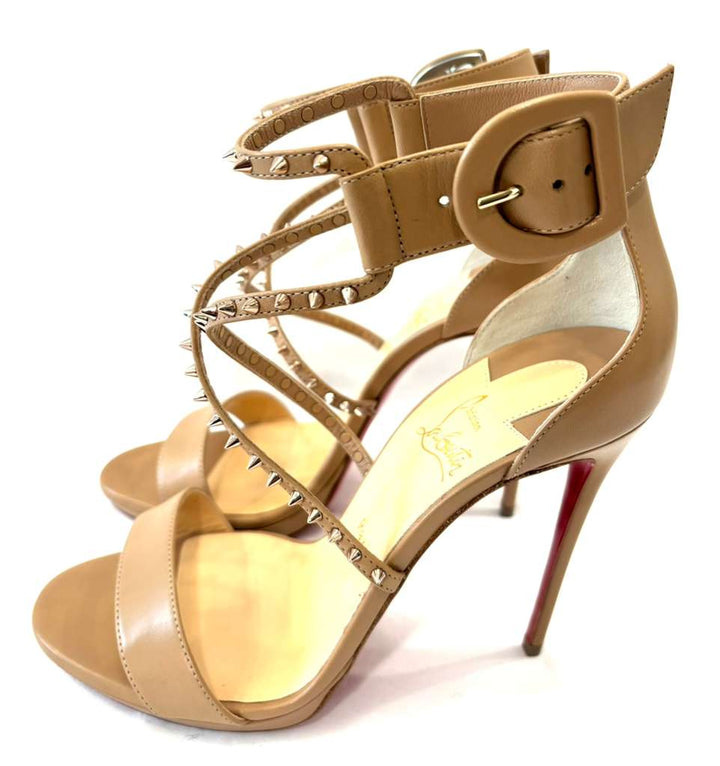 LOUBOUTIN CHOCA LUX PLATFORM LEATHER 120MM SANDALS