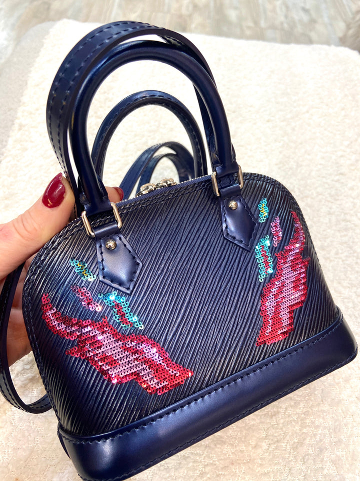 LOUIS VUITTON EPI LEATHER SEQUINS FLAME NANO ALMA BAG