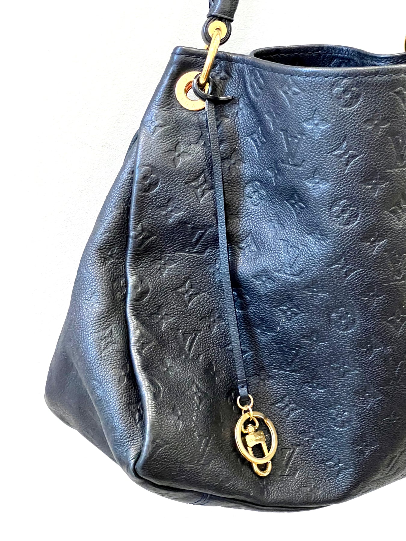 LOUIS VUITTON Artsy MM Empreinte Leather Shoulder Bag Navy Blue