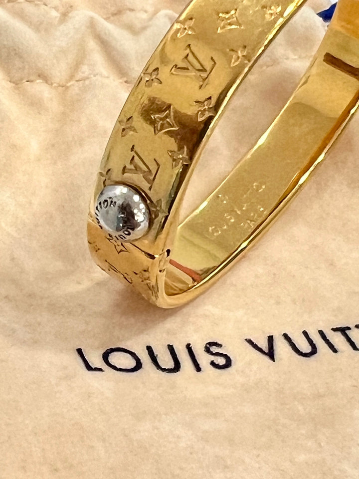 LOUIS VUITTON BRASS MONOGRAM NANOGRAM CUFF BRACELET