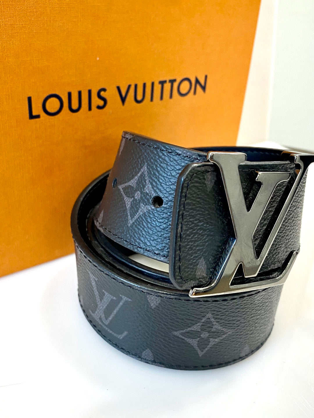 LOUIS VUITTON CALFSKIN MONOGRAM ECLIPSE 40MM LV INITIALS REVERSIBLE BELT