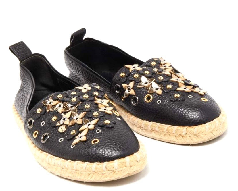 LOUIS VUITTON CALFSKIN LEATHER TROPICAL BLOOM ESPADRILLS