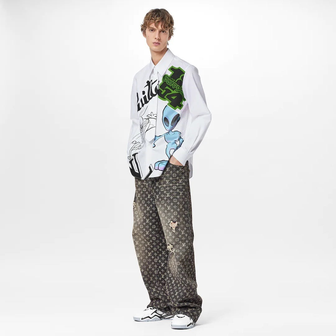 LOUIS VUITTON CARTOON ALIEN GRAPHIC BUTTON DOWN SHIRT – Caroline's