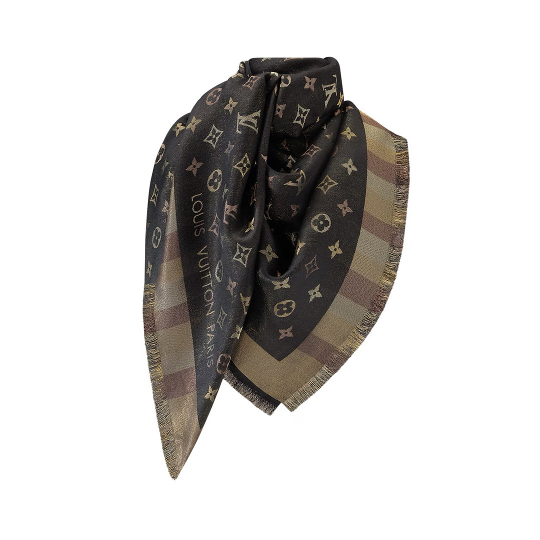 VUITTON ショール CHALE LOUIS VUITTON CHALE MONOGRAM SO SHINE SILK SCARF – Caroline's