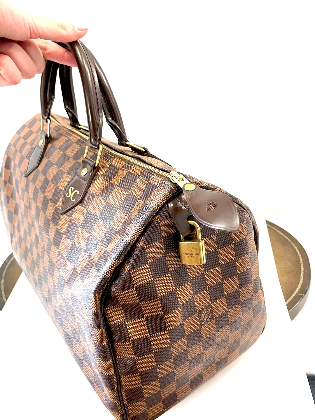 LOUIS VUITTON DAMIER EBENE SPEEDY 35 HANDBAGS