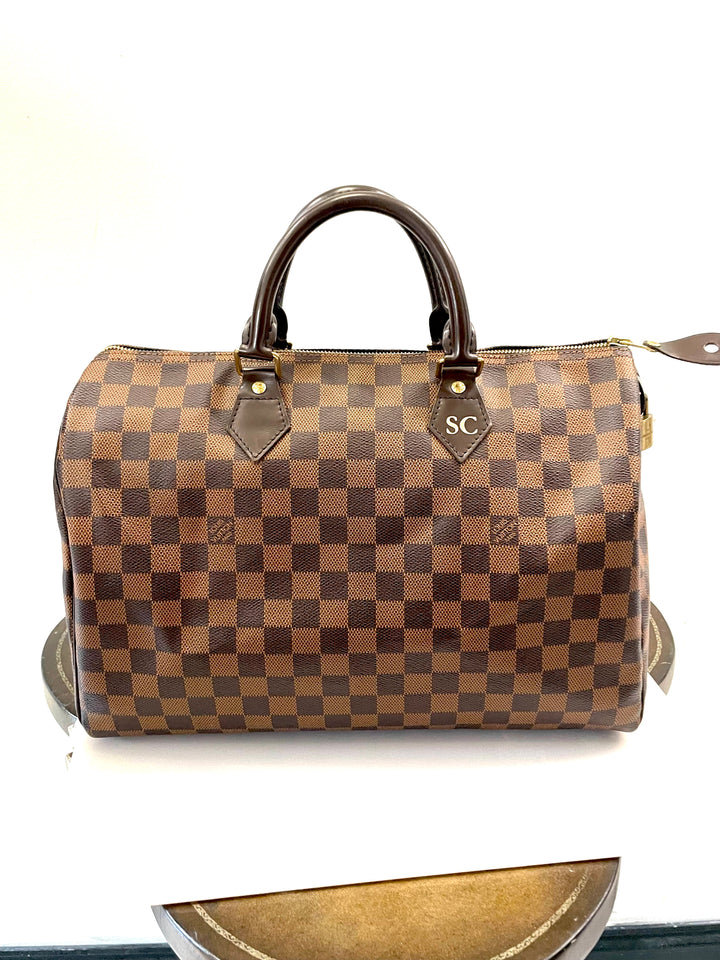 LOUIS VUITTON DAMIER EBENE SPEEDY 35 HANDBAGS