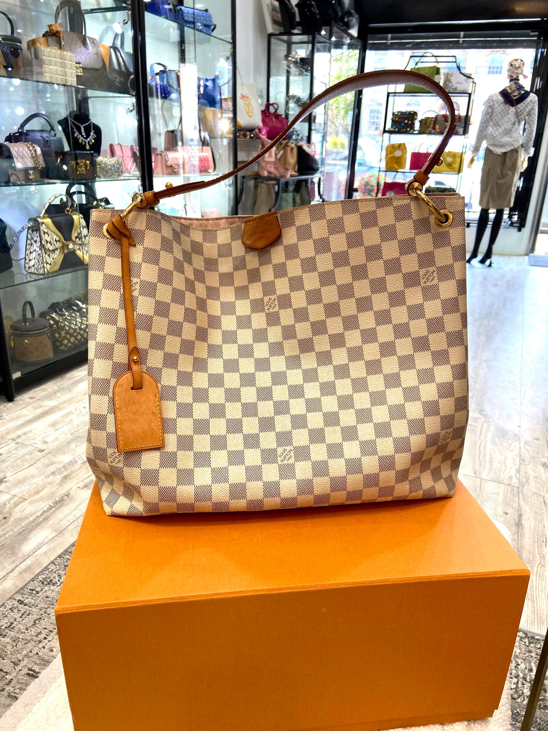 LOUIS VUITTON DAMIER AZUR GRACEFUL MM HOBO BAG