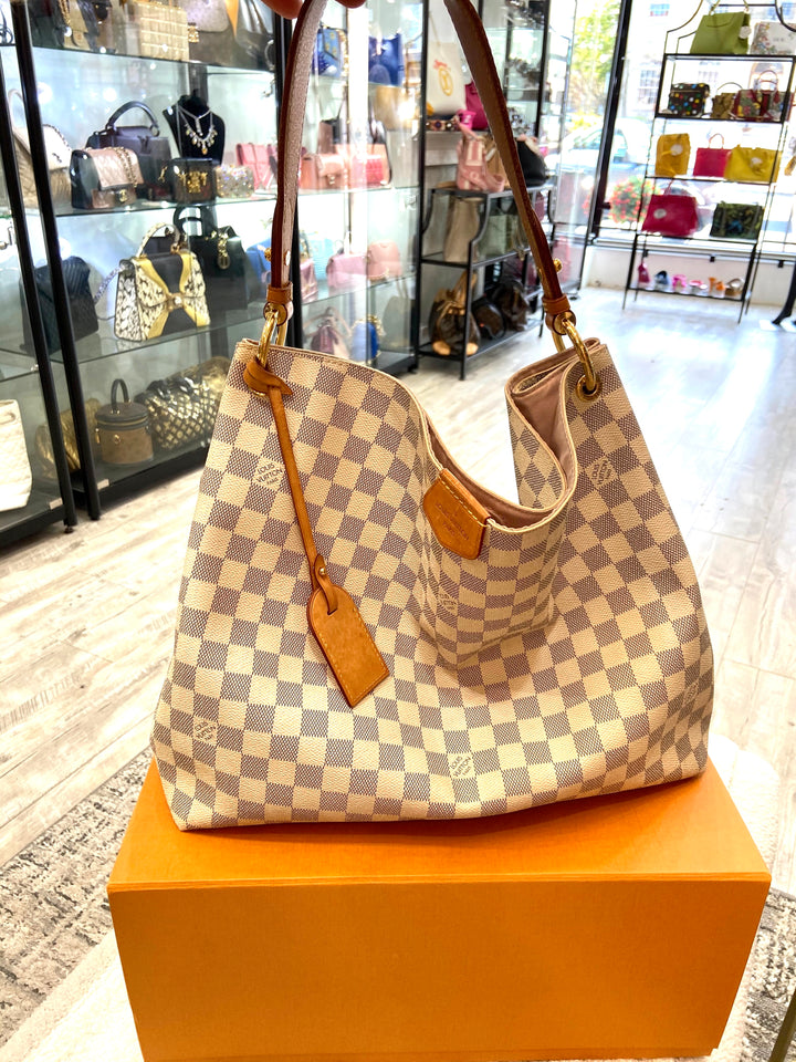 LOUIS VUITTON DAMIER AZUR GRACEFUL MM HOBO BAG
