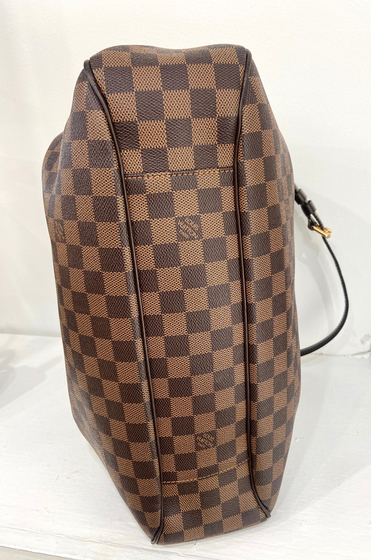 Louis Vuitton Evora Handbag in Ebene Damier Canvas and Brown