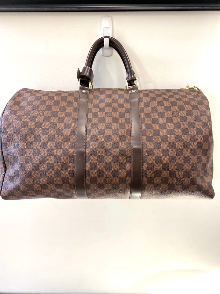 LOUIS VUITTON DAMIER EBENE KEEPALL 50 TRAVEL BAG