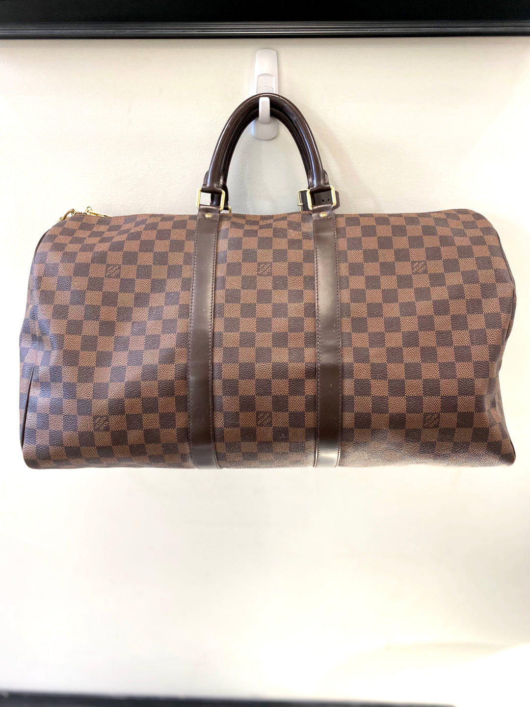 LOUIS VUITTON DAMIER EBENE KEEPALL 50 TRAVEL BAG