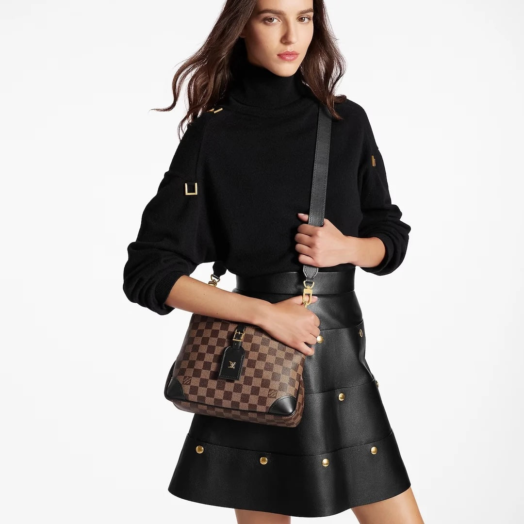 LOUIS VUITTON DAMIER EBENE ODÉON PM CROSSBODY BAG BLACK