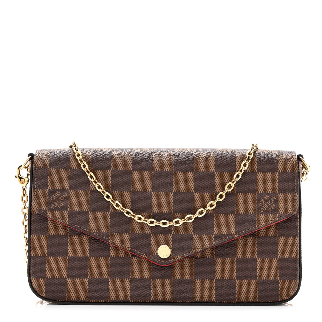 LOUIS VUITTON DAMIER EBENE FELICIE POCHETTE CHAIN WALLET